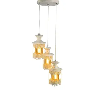 Lâmpada pendente de metal plus, die-cast, lâmpada suspensa de vidro, vintage, 3 cores, para lojas de cozinha, sala de estar