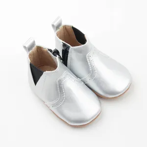 حذاء بوت للأطفال نعل ناعم متين مذهل غير قابل للانزلاق مصنوع من الجلد والألياف الدقيقة للجنسين من Babyhappy