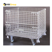 Conteneur en treillis métallique pliable robuste pour entrepôt et transport logistique avec roulettes