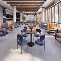 Combinaison Table et Chaises Commerciales Modernes en PU pour 4 Personnes, Idéale pour Salons de Thé, Cafés, Restaurants Occidentaux et Boutiques de Desserts