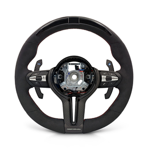 Volant en Alcantara avec garniture en carbone sec et éclairage LED pour <span class=keywords><strong>BMW</strong></span> F10 F11 F07 F20 F22 F30 F36 X5 F15 X6 F16 X3 F25 X4 F26 M3 F80 - Product Image 1