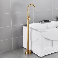 Système de robinetterie de salle de bain moderne en laiton brossé et céramique, avec mitigeur monocommande et douchette à jet doux pour douche et baignoire