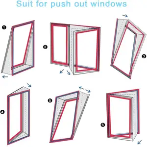 Joint de fenêtre en cellophane, 3 pièces, tissu souple, évacuation de l'air chaud, avec fermeture à glissière et attache adhésive