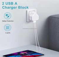 Adaptateur de voyage à charge rapide 10W 2.1A double USB QC2.0 avec prise UK 3 broches pour appareil photo