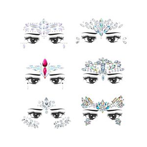 Autocollants de tatouage de Noël sirène en strass, imperméables, en cristal, pour maquillage facial, décorations corporelles temporaires pour fêtes et festivals - Product Image 1