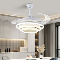 Ventilateur de plafond moderne sans pales de 42 pouces, rétractable, de luxe, en fer, à économie d'énergie, avec éclairage LED, télécommande et fonctionnement silencieux