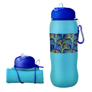 زجاجة مياه للشاطئ ملونة محمولة من السيليكون مزودة بكيس