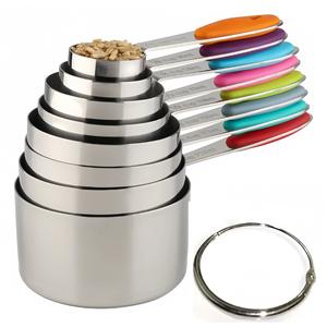 Conjunto de 13 Peças de Ferramentas de Cozinha para Medir Café e Leite, Colheres e Copos Medidores de Aço Inoxidável com Cabos de Silicone - Product Image 3