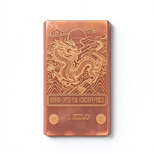 Barra de Cobre de 1 kg Grabada con Láser, .999 Pura, Sólida y Plana con Diseño Artístico de Grabado Fino - Product Image 1