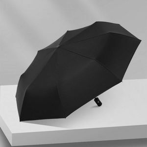 Parapluie noir pliant en trois sections de haute qualité, léger, double usage, résistant à la pluie et au vent, style minimaliste, avec revêtement et impression de logo pour mariage - Product Image 3