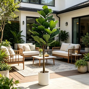 <b>Artificial</b> <b>Tree</b> Green Potted with Piano Leaf Banyan Ornaments for Living Room Floor Simulation - Product Image 3