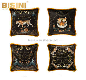 Fundas de Cojín con Cabeza de Tigre Realista de Estilo <span class=keywords><strong>Italiano</strong></span> de Lujo, para Sala de Estar, Color Negro, Cómodas, de Felpa Corta - Product Image 6