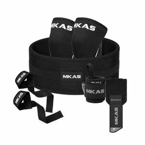 Set di Accessori Fitness MKAS con Logo Personalizzato: <span class=keywords><strong>Cintura</strong></span> per Sollevamento Pesi, Ginocchiere da 7mm, Cinghie per Sollevamento e Fasce da Polso per Palestra - Product Image 1