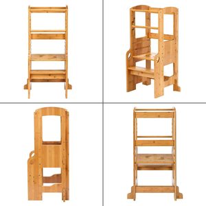 Échelle en bois chaise tour d'observation tour d'apprentissage en bambou pour les tout-petits enfants escabeau tabouret aide de cuisine - Product Image 4