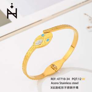 Pulsera de Acero Inoxidable con Diseño de Serpiente en Forma de X, Chapada en Oro, Joyería de Moda Unisex, Tendencia - Product Image 1