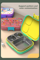 Boîte à lunch scolaire pour enfants en acier inoxydable personnalisable, capacité de 800 ml, anti-fuite, micro-ondable, chauffable