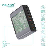 Chargeur USB C multiple GaN 100W, chargeur USB Type C PD, 7 ports, charge rapide 3.0, chargeur de bureau USB