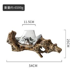 <span class=keywords><strong>Vase</strong></span> de table en cristal Art Déco et sculpture en <span class=keywords><strong>bois</strong></span> <span class=keywords><strong>flotté</strong></span>, pièce décorative unique pour un anniversaire - Product Image 6