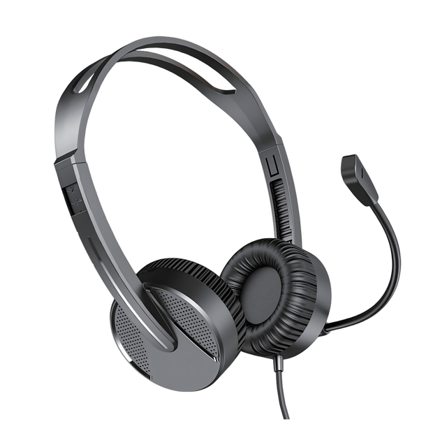 JHP011 Over-Ear Wired Headphone with 3.5mm Jack 2M Cord Non-Noise-Canceling for Computer/Office Use