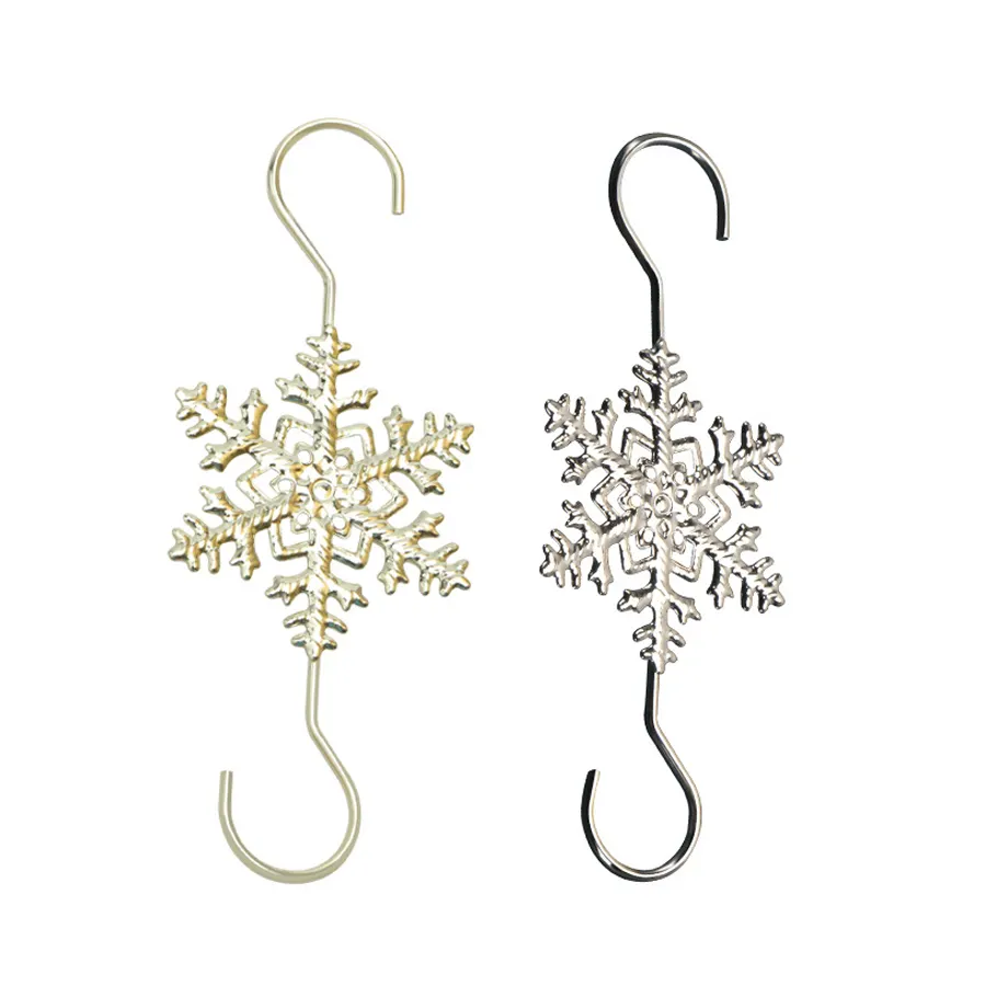 Adorno de Navidad en forma de S ganchos en forma de copo de nieve Mini ganchos de corona de Navidad colgante decoración de árbol de Navidad gancho de Metal