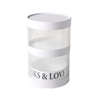 Boîtes d'emballage cadeau de luxe pour maman Valentine Boîtes à fleurs rondes transparentes en PVC double pour bouquets