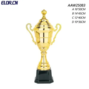 Trophée en métal de la Ligue des Champions Elor Prix d'usine Trophées et médailles de football personnalisés avec base en bois en plastique Design