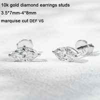 Starsgem 10 Ayar Altın Laboratuvarda Yetiştirilmiş Elmas Küpe 3.5*7mm 4*8mm Markiz Kesim DEF VS Sarı Beyaz Elmas Laboratuvar Elması Çivili Küpe