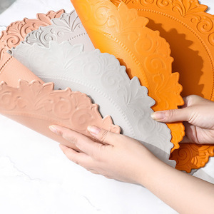 Manteles individuales redondos con encaje para mesa de comedor, tapete de comedor occidental, impermeable, antideslizante, con aislamiento térmico, tapete para mesa de comedor - Product Image 5