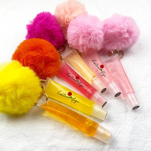 Private Label Clear Lipgloss Keychain <span class=keywords><strong>Kit</strong></span> de vente en gros Vegan Squeeze Tube Brillant à lèvres rose brillant parfumé de luxe <span class=keywords><strong>avec</strong></span> pompon - Product Image 6