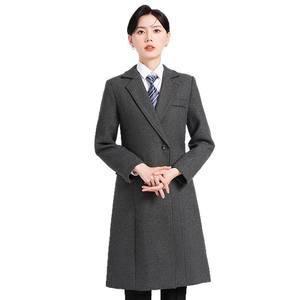 Abrigo de lana para trabajo, para hombre y mujer, uniforme de recepción y oficina, profesional, grueso, de longitud media, para invierno. - Product Image 5