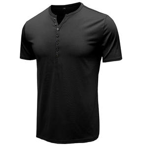 Camiseta deportiva de manga corta Henley para hombre, camiseta de color sólido de estilo europeo y americano, <span class=keywords><strong>ropa</strong></span> superior - Product Image 2