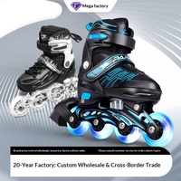 Patins à roulettes en ligne réglables à quatre roues avec lumières, chaussures de patinage à roulettes bon marché pour garçons, filles et enfants