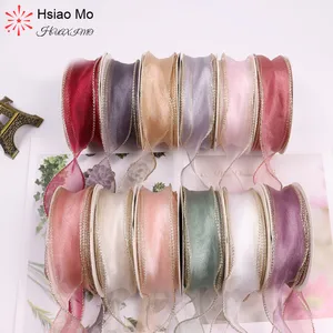 Vàng Cạnh Vòng Tay Lụa Ruy Băng 10 Bãi Bó Hoa Gói Và Bán Hoa Làm Việc Quà Tặng Ruy Băng - Product Image 3