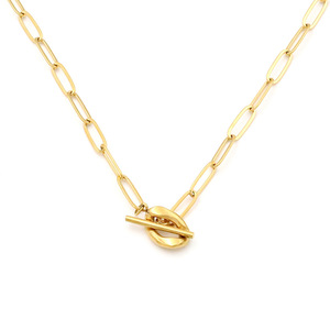 European American Style Oval Titanium Steel Necklace Gold <b>Cross</b> <b>Chain</b> Geometric Design Women's Fashion Jewelry Gift - Product Image 5