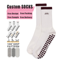 Chaussettes de yoga personnalisables en coton respirant et doux, antidérapantes, avec grip, pour ballet et Pilates, haute qualité et élasticité