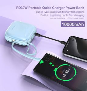 Batería Externa Pps de 10000 mAh de Alta Capacidad, Diseño Compacto, Carga Súper Rápida de 35 W, Portátil, de PVC y Polímero de Litio, con Cable Doble - Product Image 4