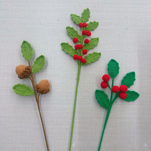 Ramo de ganchillo de lana artesanal con hollín artificial y bellotas, DIY, decoración navideña para el hogar, regalo para el Día de San Valentín y Acción de Gracias, competitivo - Product Image 1