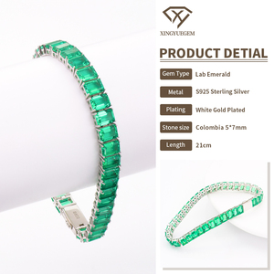 Laboratorio smeraldo collumbian <span class=keywords><strong>bracciale</strong></span> smeraldo, 5*7mm 925 argento personalizzabile <span class=keywords><strong>bracciale</strong></span> lunghezza - Product Image 4