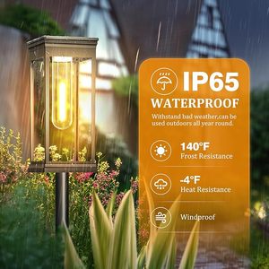 Lampes solaires pour allées extérieures, lampes solaires IP44 pour extérieur, éclairage automatique marche/arrêt pour jardin, cour, allée, terrasse, décoration paysagère - Product Image 4