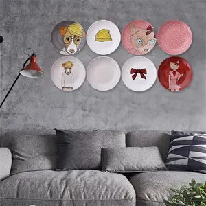 Nordic Minimalist Cartoon Decorative Animal Ceramic Plate Decorative Wall Hanging tray