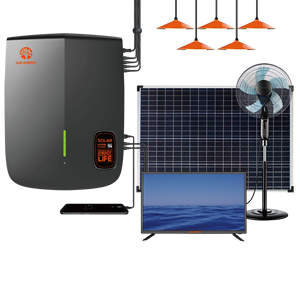 <span class=keywords><strong>JUA</strong></span> energía Solar LED TV DC 12V 32 pulgadas recargable TV sistema de energía Solar con 5 bombillas LED y ventilador de CC - Product Image 1