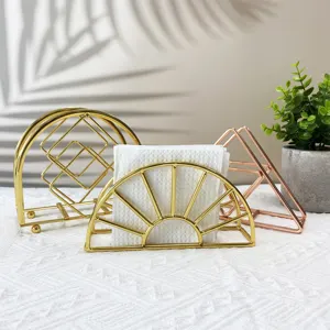 Luxury Metal Scalloped Clip Golden Iron Napkin Seat Restaurant Decorative Tissues Stand Napkin paper Holder