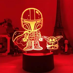 Stars Wars Baby Yoda 3d Nacht lampe USB 7 Farbe Tisch lampe Acryl Licht 3d Illusion Planet Wars Licht Cool Rider sswitch