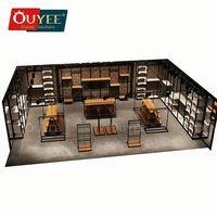 Étagère de présentation en bois avec cadre métallique pliable et rotatif, écologique et portable, pour magasin de vêtements
