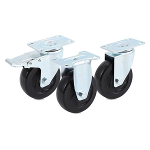 Medium Sized Rubber Wheel Swivel Caster 80 100 130kg Load Dual Bearings Industrial Use Black Color - Product Image 4