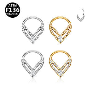 <span class=keywords><strong>Gaby</strong></span> New ASTM F136 G23 Titanio <span class=keywords><strong>V</strong></span> Anillos para la nariz Mujeres Daith Oreja perforada Nariz Diseño Piercing Titanio Septum Piercing Joyería - Product Image 1