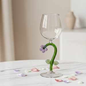 Bicchieri <span class=keywords><strong>e</strong></span> Calici da Vino in Vetro Soffiato a Mano, Design Europeo, Forma Floreale Colorata, Resistenti - Product Image 2