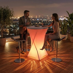 Tavolo da Cocktail Circolare LED Portatile di Alta Qualità 80cm, Tavolo Pieghevole da Campeggio, Adatto per Attività all'Aperto - Product Image 3