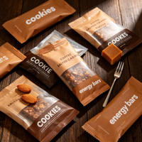 Bolsas de Embalaje Personalizadas para Barras de Proteína, con Sellado de 3 Lados, Tipo Almohada, para Barras Energéticas de Chocolate