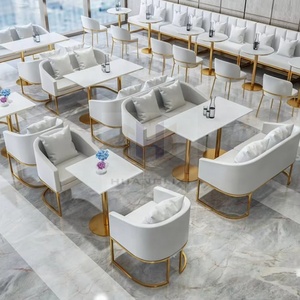 Ensemble table et chaises de café rondes en bois de style moderne, nouveau design, blanc et noir, pour la maison et les restaurants - Product Image 4